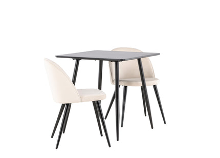 Venture Home Velvet & Polar Matstolar 2-pack Beige + Rektangulära Matbord 75 x 75 Svart