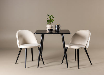 Venture Home Velvet & Polar Matstolar 2-pack Beige + Rektangulära Matbord 75 x 75 Svart