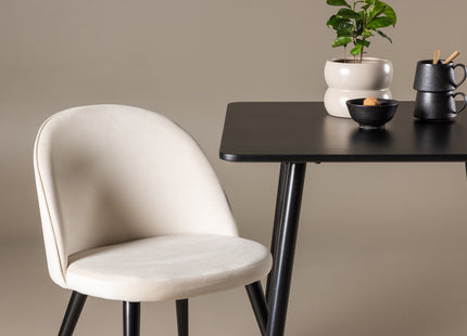 Venture Home Velvet & Polar Matstolar 2-pack Beige + Rektangulära Matbord 75 x 75 Svart