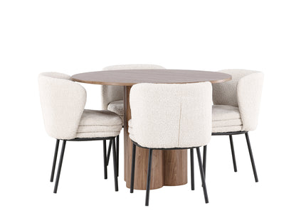 Venture Home Agnes & Olivia Matstolar 2-pack Vit + Runda Matbord ⌀110 Brun