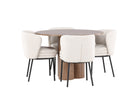 Venture Home Agnes & Olivia Matstolar 2-pack Vit + Runda Matbord ⌀110 Brun