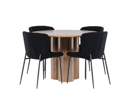 Venture Home Modesto & Olivia Matstolar 2-pack Svart + Runda Matbord ⌀110 Brun