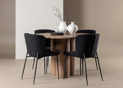Venture Home Modesto & Olivia Matstolar 2-pack Svart + Runda Matbord ⌀110 Brun