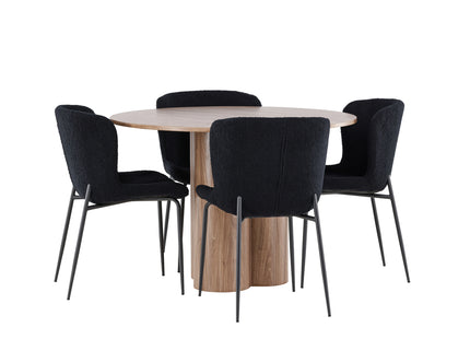 Venture Home Modesto & Olivia Matstolar 2-pack Svart + Runda Matbord ⌀110 Brun