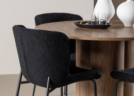 Venture Home Modesto & Olivia Matstolar 2-pack Svart + Runda Matbord ⌀110 Brun