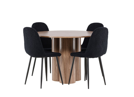 Venture Home Polar & Olivia Matstolar 2-pack Svart + Runda Matbord ⌀110 Brun