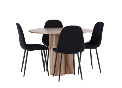 Venture Home Polar & Olivia Matstolar 2-pack Svart + Runda Matbord ⌀110 Brun