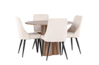 Venture Home Leone & Olivia Matstolar 2-pack Beige + Runda Matbord ⌀110 Brun