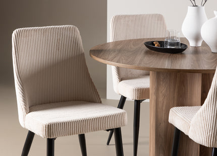 Venture Home Leone & Olivia Matstolar 2-pack Beige + Runda Matbord ⌀110 Brun