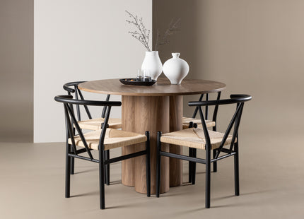 Venture Home Alfons & Olivia Matstolar Svart + Runda Matbord ⌀110 Brun