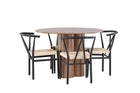 Venture Home Alfons & Olivia Matstolar Svart + Runda Matbord ⌀110 Brun
