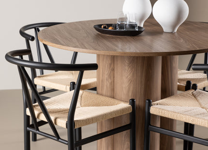 Venture Home Alfons & Olivia Matstolar Svart + Runda Matbord ⌀110 Brun
