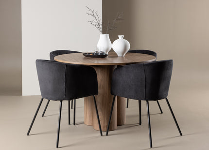 Venture Home Berit & Olivia Matstolar Svart + Runda Matbord ⌀110 Brun