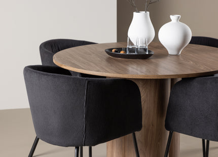 Venture Home Berit & Olivia Matstolar Svart + Runda Matbord ⌀110 Brun