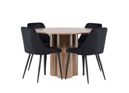 Venture Home Night & Olivia Matstolar 2-pack Svart + Runda Matbord ⌀110 Brun