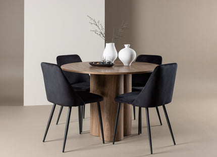 Venture Home Night & Olivia Matstolar 2-pack Svart + Runda Matbord ⌀110 Brun