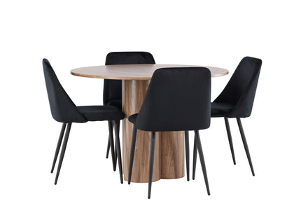 Venture Home Night & Olivia Matstolar 2-pack Svart + Runda Matbord ⌀110 Brun