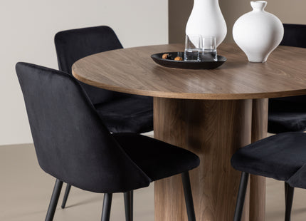 Venture Home Night & Olivia Matstolar 2-pack Svart + Runda Matbord ⌀110 Brun