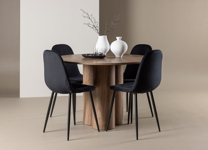 Venture Home Polar & Olivia Matstolar 2-pack Svart + Runda Matbord ⌀110 Brun