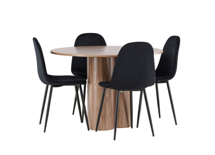 Venture Home Polar & Olivia Matstolar 2-pack Svart + Runda Matbord ⌀110 Brun