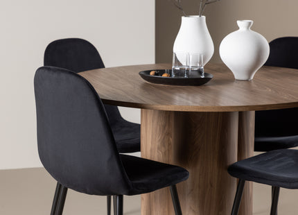 Venture Home Polar & Olivia Matstolar 2-pack Svart + Runda Matbord ⌀110 Brun