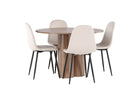 Venture Home Polar & Olivia Matstolar 2-pack Beige + Runda Matbord ⌀110 Brun