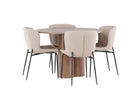 Venture Home Modesto & Olivia Matstolar 2-pack Beige + Runda Matbord ⌀110 Brun