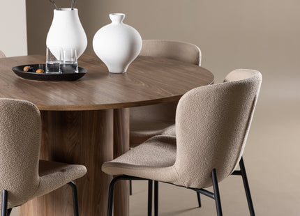 Venture Home Modesto & Olivia Matstolar 2-pack Beige + Runda Matbord ⌀110 Brun