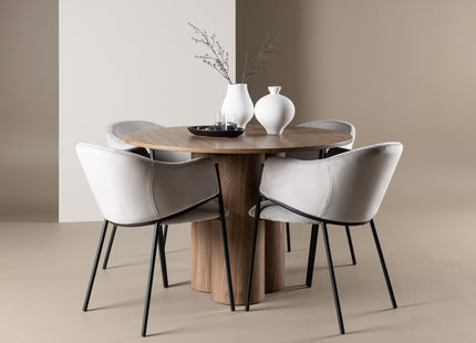 Venture Home Evelina & Olivia Matstolar 2-pack Grå + Runda Matbord ⌀110 Brun