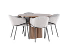 Venture Home Evelina & Olivia Matstolar 2-pack Grå + Runda Matbord ⌀110 Brun