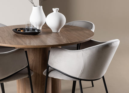 Venture Home Evelina & Olivia Matstolar 2-pack Grå + Runda Matbord ⌀110 Brun