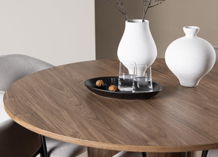 Venture Home Evelina & Olivia Matstolar 2-pack Grå + Runda Matbord ⌀110 Brun