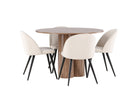 Venture Home Velvet & Olivia Matstolar 2-pack Beige + Runda Matbord ⌀110 Brun