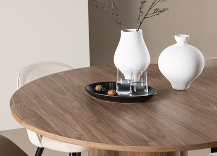 Venture Home Velvet & Olivia Matstolar 2-pack Beige + Runda Matbord ⌀110 Brun