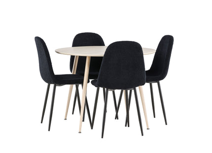 Venture Home Polar & Plaza Matstolar 2-pack Svart + Runda Matbord ⌀100 Whitewash