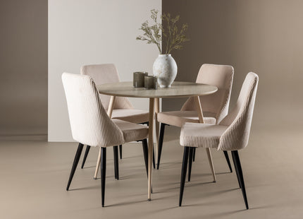Venture Home Leone & Plaza Matstolar 2-pack Beige + Runda Matbord ⌀100 Whitewash