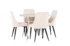 Venture Home Leone & Plaza Matstolar 2-pack Beige + Runda Matbord ⌀100 Whitewash