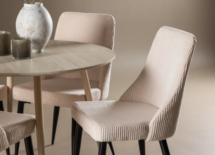 Venture Home Leone & Plaza Matstolar 2-pack Beige + Runda Matbord ⌀100 Whitewash
