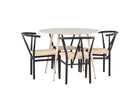 Venture Home Alfons & Plaza Matstolar Svart + Runda Matbord ⌀100 Whitewash