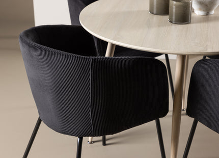Venture Home Berit & Plaza Matstolar Svart + Runda Matbord ⌀100 Whitewash