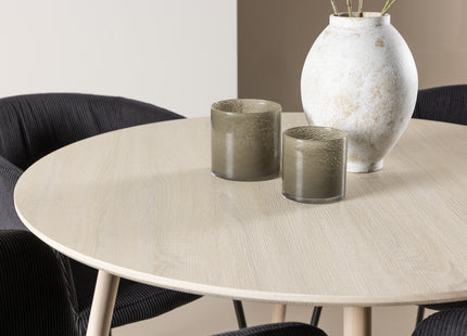 Venture Home Berit & Plaza Matstolar Svart + Runda Matbord ⌀100 Whitewash
