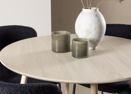 Venture Home Plaza & Modesto Runda Matbord ⌀100 Whitewash + Matstolar 2-pack Svart