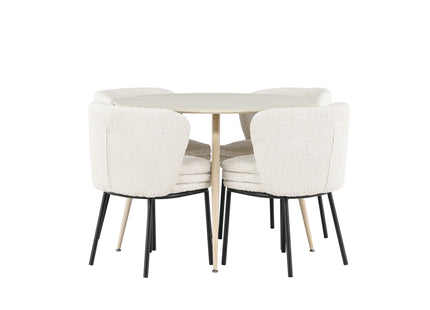 Venture Home Agnes & Plaza Matstolar 2-pack Vit + Runda Matbord ⌀100 Whitewash