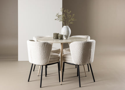Venture Home Agnes & Plaza Matstolar 2-pack Vit + Runda Matbord ⌀100 Whitewash