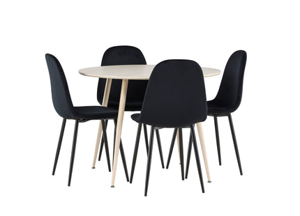 Venture Home Polar & Plaza Matstolar 2-pack Svart + Runda Matbord ⌀100 Whitewash