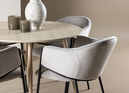 Venture Home Evelina & Plaza Matstolar 2-pack Grå + Runda Matbord ⌀100 Whitewash