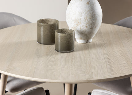 Venture Home Evelina & Plaza Matstolar 2-pack Grå + Runda Matbord ⌀100 Whitewash