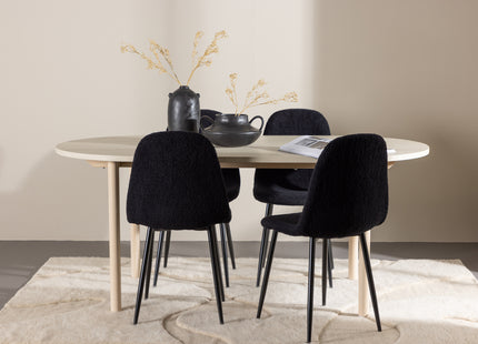 Venture Home Polar & Andy Matstolar 2-pack Svart + Ovala Matbord 180 x 90 Whitewash
