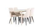 Venture Home Andy & Leone Ovala Matbord 180 x 90 Whitewash + Matstolar 2-pack Beige