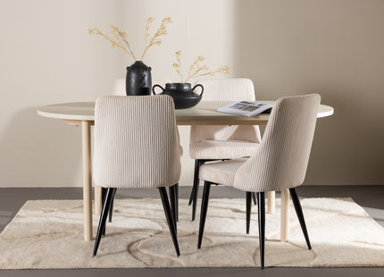 Venture Home Andy & Leone Ovala Matbord 180 x 90 Whitewash + Matstolar 2-pack Beige